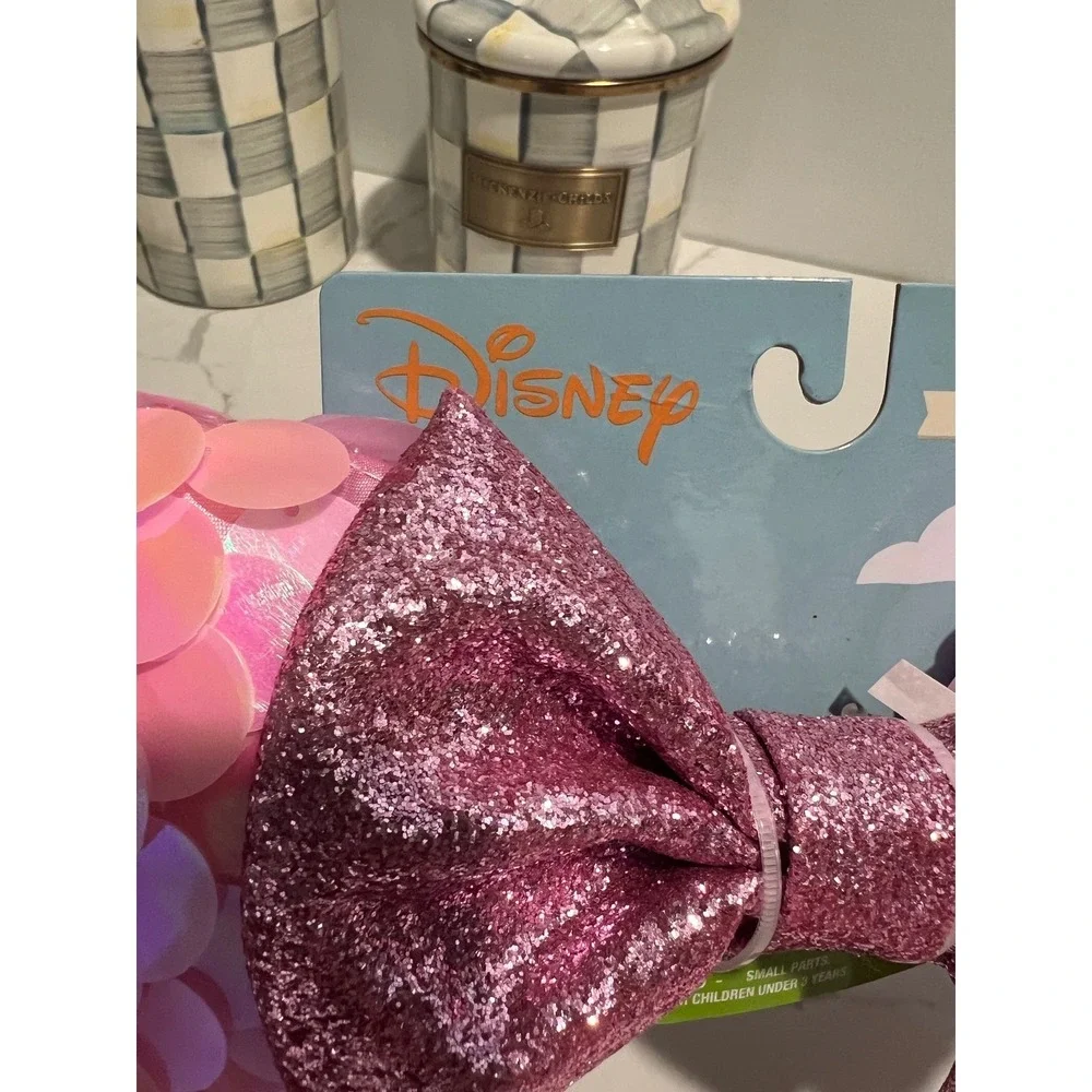 Disney Minnie Mouse Pink Sequin Ears Headband Glitter Bow HER Accessories NEW